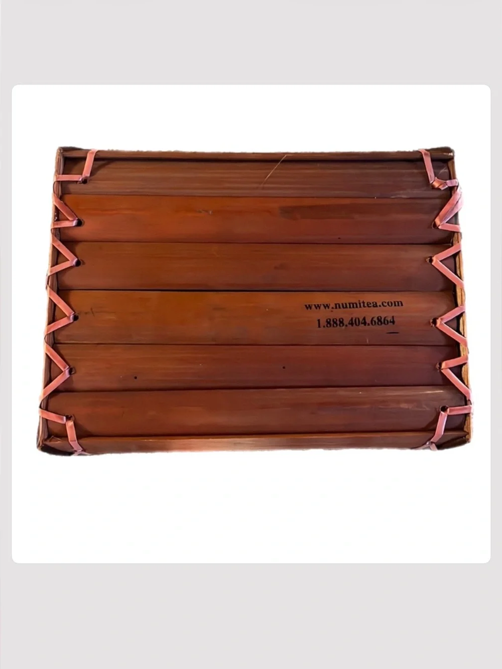 New, NUMI Bamboo woven decorative box. 8x10”